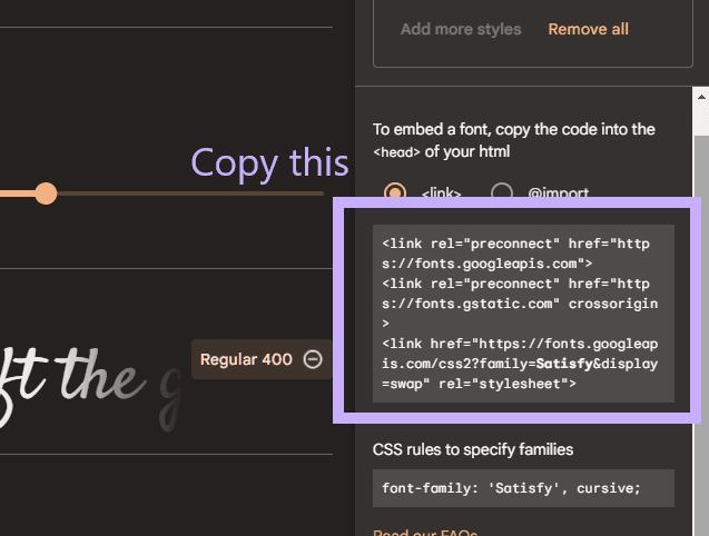 Google Fonts HTML Code