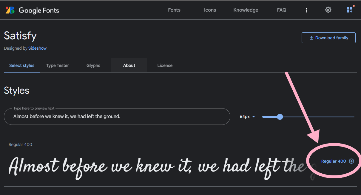Selecting font styles - Google Fonts