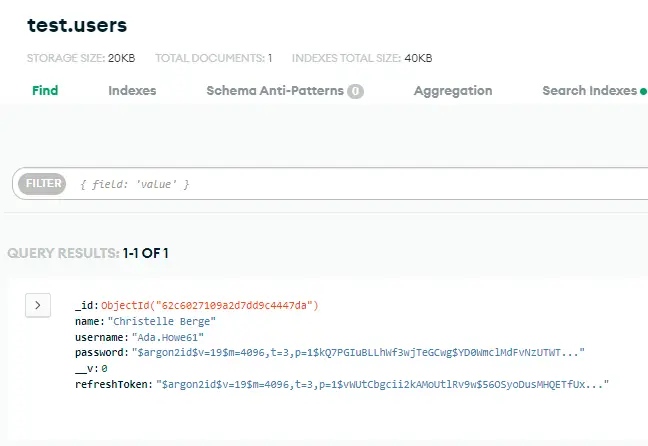 Testing the signup API endpoint with Postman
